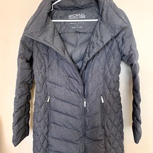 Michal Kors Asymmetrical Packable Down Puffer Coat